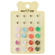 Серьги MESHU «Сubes», бижутерия, 12 пар, европодвес