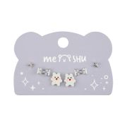 Серьги MESHU, бижутерия, серебристые, 3 пары, европодвес