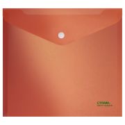 Папка-конверт на кнопке СТАММ «Сияние» А5+, 180мкм, пластик, непрозрачная, оранжевый