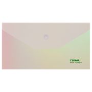 Папка-конверт на кнопке СТАММ «Сияние» С6, 180мкм, пластик, непрозрачная, белый