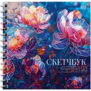 Скетчбук 40л., 170*170 BG «Витраж. Цветы», на гребне, матовая ламинация, отд.фольгой, 120г/м2