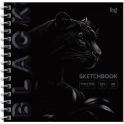 Скетчбук 40л., 170*170 BG «Black. Tiger», на гребне, soft tuch, выборочный лак, 120г/м2