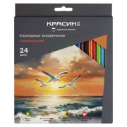 Карандаши акварельные Красин «Айвазовский», 24цв., трехгран., заточен., картон, европодвес