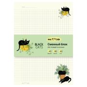 Сменный блок 80л., А5 клетка MESHU «Black Cats», пленка т/у, в клетку