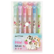 Набор шариковых ручек MESHU «Paw» 12шт., синие, 0,7мм, корпус ассорти, европодвес