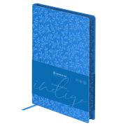 Ежедневник датированный 2026г., А5, 176л., мягкий переплет, кожзам, Greenwich Line «Flower. Indigo», синий, цветной срез