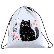 Мешок для обуви 1 отделение ArtSpace «Black Cat with Flowers», 350*420мм