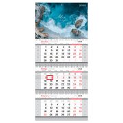 Календарь квартальный 3 бл. на 3 гр., 295*660 мм BG «Морской прибой», с бегунком, 2026г.