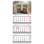 Календарь квартальный 3 бл. на 3 гр., 195*445 мм BG Mini «Котята», с бегунком, 2026г.