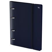 Тетрадь на кольцах А5, 120л., BG «Base», пластиковая обложка, синий, с резинкой
