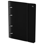 Тетрадь на кольцах А5, 120л., BG «Base», пластиковая обложка, черный, с резинкой